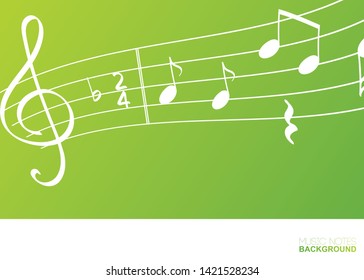 Music notes, design element concept, vector illustration on green background