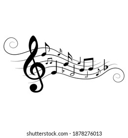Notas musicales, elemento de diseño con remolques, ilustración vectorial.