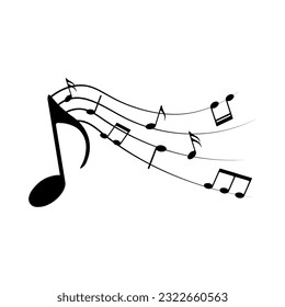 Notas musicales, elemento de diseño, ilustración vectorial.