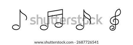 Music Notes Doodle Style. Hand-drawn musical notes illustration. Simple hand drawn notes and musical clef in doodle style, vector illustration.