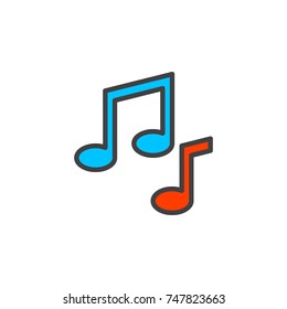 Music notes filled outline icon, line vector sign, linear colorful pictogram isolated on white. Tune symbol, logo illustration. Pixel perfect vector graphics