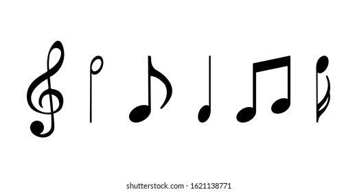 Music notes. Flat icons isolated on a white background. Vector illustration.