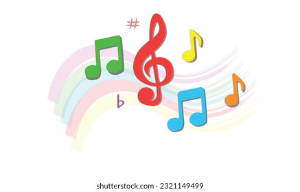 La música apunta a un conjunto de vectores planos aislados en fondo blanco y negro. Canción, melodía o melodía ilustración vectorial. Icono de nota musical para aplicaciones musicales y sitios web. Símbolo musical. Flujo musical.