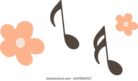 Music Notes And Flowers Pattern Vector Illustration