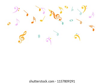 Music Notes Flying Chaos Vector Confetti. Abstract Music Symbols Poster Background Elements. Vector Frame, Melody, Dancing Party Night or Festival Showering Notes. 