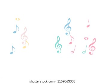 Music Notes Flying Chaos Vector Confetti. Music Symbols Texture Poster Background Elements. Vector Border, Melody Trail, Celebration Night or Concert Notes. Modern Funky Sheets Chaos Texture.
