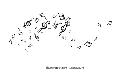 Music notes flying design elements. Vector isolated  decoration