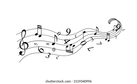 Music Notes Flying Numbers Vector Decoration Stock Vector (Royalty Free ...