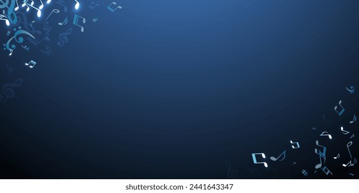 Music notes flying vector illustration. Song notation elements swirling. Nightclub music pattern. Grunge notes flying elements with bass clef. Birthday card graphic design.