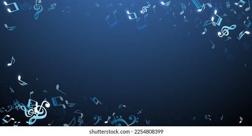 Music notes flying vector pattern. Melody notation signs explosion. Pop music wallpaper. Abstract notes flying elements with sharp. Concert poster graphic design.