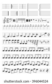 Music notes, music font, music symbol set