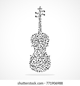 Music notes forming a violin