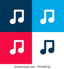 Music notes four color material and minimal icon logo set in red and blue