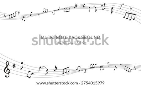 Music notes frame background with copy space, musical staff melody banner illustration