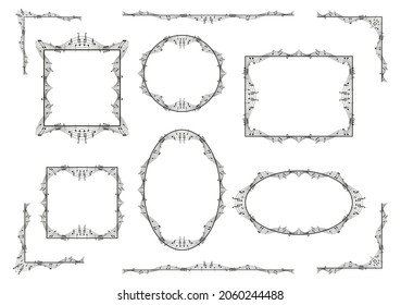 Music notes frame border set. musics elements for design monograms, invitations, frames, menus and labels.