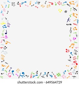 Music Notes Frame. Colorful Flat Vector Stock Illustration