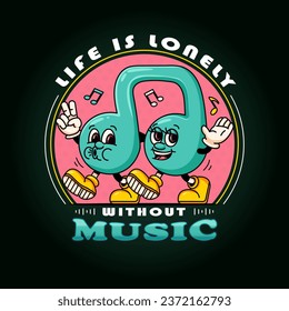 Music notes, fun walk. Suitable for logos, mascots, t-shirts, stickers and posters