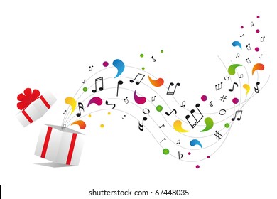 Music Notes From Gift Box