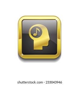 Music Notes Gold Vector Icon Button