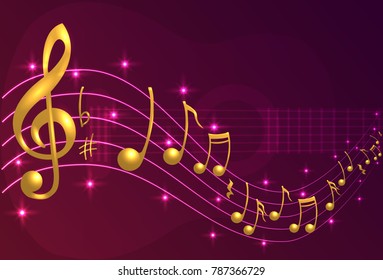 Music notes and guitar