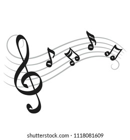 Music notes hand drawing on white for your design, stock vector illustration