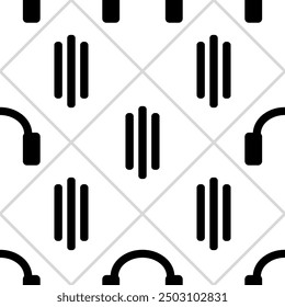 Music notes and headphones, musical seamless pattern, vector illustration.