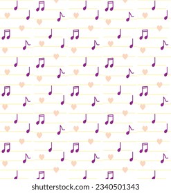 Music Notes And Heart Pattern Background