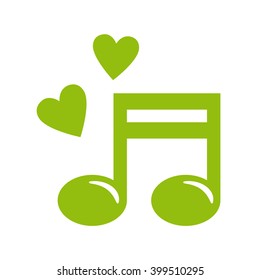 Music - notes and heart. Vector icon. Color illustration