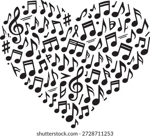 Notas musicales Ilustración vectorial del corazón
