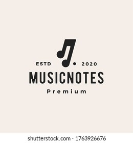 music notes hipster vintage logo vector icon illustration