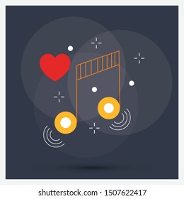 Music notes icon with black background color icon
