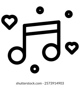 music notes icon with black outline style