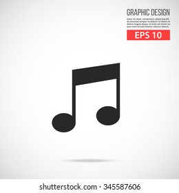 Music notes icon. Black pictogram. Modern flat design vector illustration, new high quality concept for web banners, web site, infographics. Vector icon graphic art isolated on gradient background