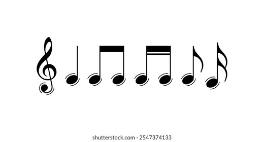 Music notes, music icon, music notes button, music note vector.