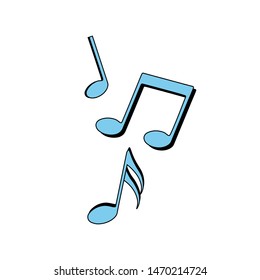Music notes icon, cartoon style music notes, vector illustration.
