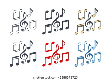 Colección de iconos Notas de música con estilos diferentes. Icono de la música de tono símbolo de ilustración vector ilustración aislado en fondo blanco