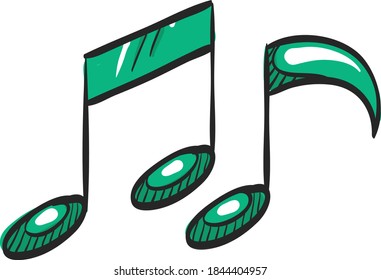 Das Symbol für Musiknoten in Farbzeichnung. Quaver für Musikblätter-Schilder