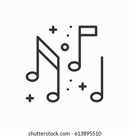 Music, notes icon. Disco, dance, nightlife club. Party celebration birthday holidays event carnival festive. Thin line party basic element icon. Vector simple linear design. Illustration. Symbols