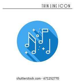 Music, notes icon. Disco, dance, nightlife club. Party celebration birthday holidays event carnival festive. Thin line party basic element icon. Vector simple linear design. Illustration. Symbols