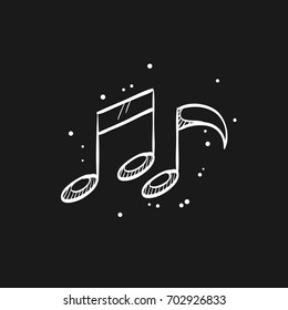 Music notes icon in doodle sketch lines. Musical sheets sign crotchets quaver