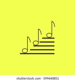 Music notes icon flat. Black pictogram on white background. Vector illustration symbol and bonus button