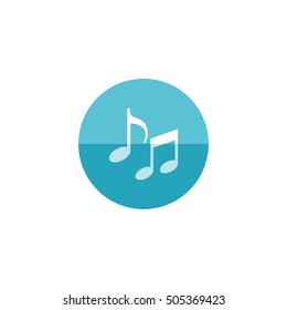Music notes icon in flat color circle style. Musical crotchets quaver