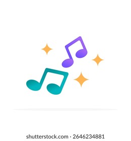 music notes icon, flat colored vector. modern and minimalist design