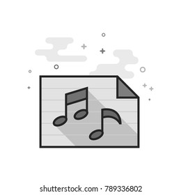Music notes icon in flat outlined grayscale style. Vector illustration.