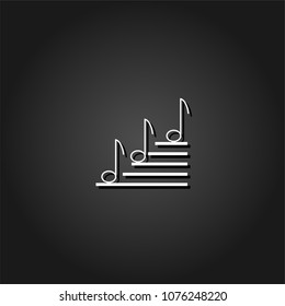 Music notes icon flat. Simple White pictogram on black background with shadow. Vector illustration symbol