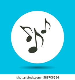 Music notes icon. Flat vector illustration in black on white background.