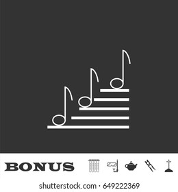 Music notes icon flat. White pictogram on black background. Vector illustration symbol and bonus icons