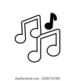 Ícone de Notas musicais isolado em um fundo branco. Ilustração vetorial.