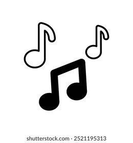 Icono de notas de música aislado sobre un fondo blanco. Ilustración vectorial.