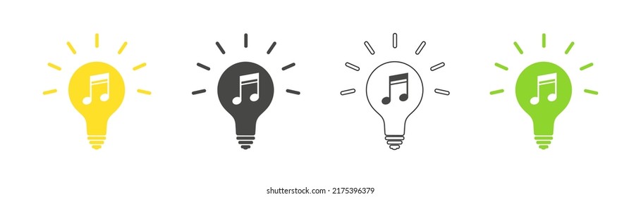 Icono de notas musicales en el conjunto de lámparas. Vector.